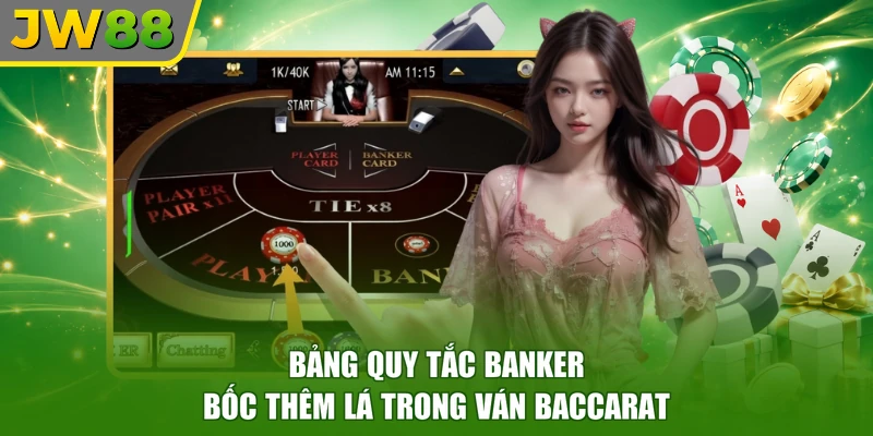 Bảng quy tắc Banker bốc thêm lá trong ván baccarat