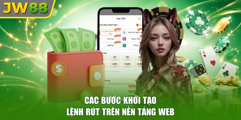 Các bước khởi tạo lệnh rút trên nền tảng web